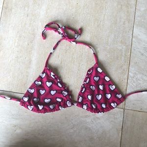 Pink hearts stringy bikini top